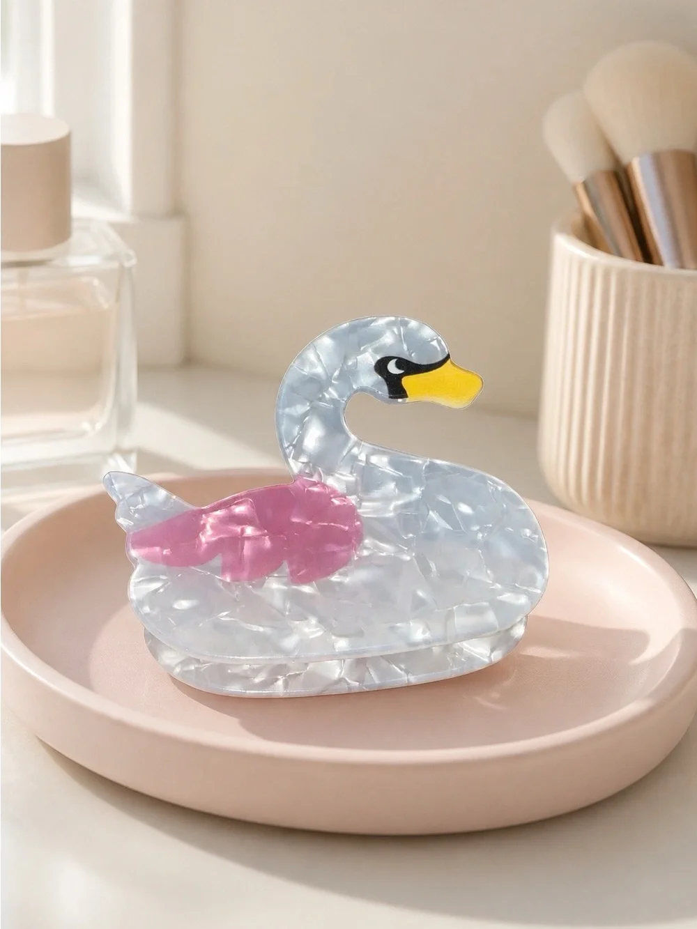 Iridescent Swan Hair Clip